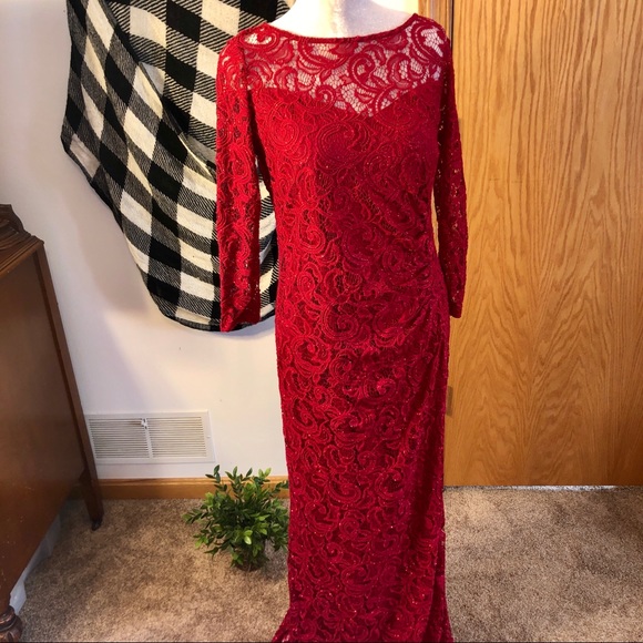 MARINA Dresses & Skirts - Red Lace Long Dress
